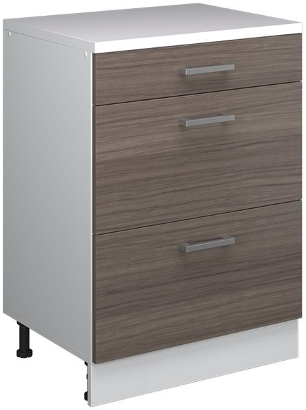 Erweiterungskommode Rion Edelgrau/Weiß 60 x 46 cm ohne Schräge mit 3 Schubladen Vicco