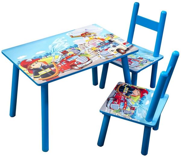 HTI-Living Kindersitzgruppe Kindertischgruppe Feuerwehr, (Set, 3-tlg, 1 Tisch, 2 Stühle), Kindertisch Kinderstuhl Kindermöbel