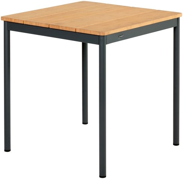 Gartenesstisch Nox aus Aluminium und Bambus, modern quadratisch, anthrazit natur, 69x69 cm