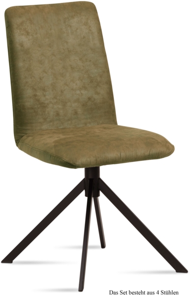 Esszimmerstuhl (4er-Set) Dredi 47x92x60 Schwarz/Olivgrün