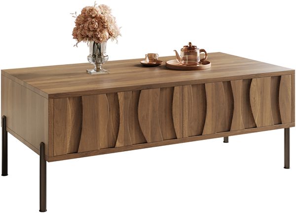 Moderner Couchtisch im Retro-Stil, Wohnzimmermöbel. Maße: 105 cm (Länge) x 55 cm (Breite) x 41 cm (Höhe).