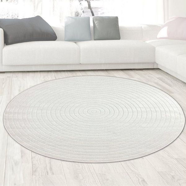 Carpetia Teppich Teppich waschbar in Rund, In- & Outdoor, in cream, rund, Höhe: 5 mm