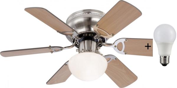 Deckenventilator mit Beleuchtung LED Ventilator Licht 76cm Zugschalter 0307LED