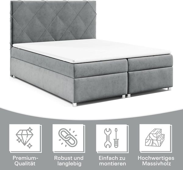 Best for Home Boxspringbett mit Bettkasten Trinity K-7 Bonellfederkern inkl. 7 cm Topper (140x200 160x200 180x200 200x200 cm), Handwerksqualität, TOP Preis-Leistungs-Verhältnis Bild 3