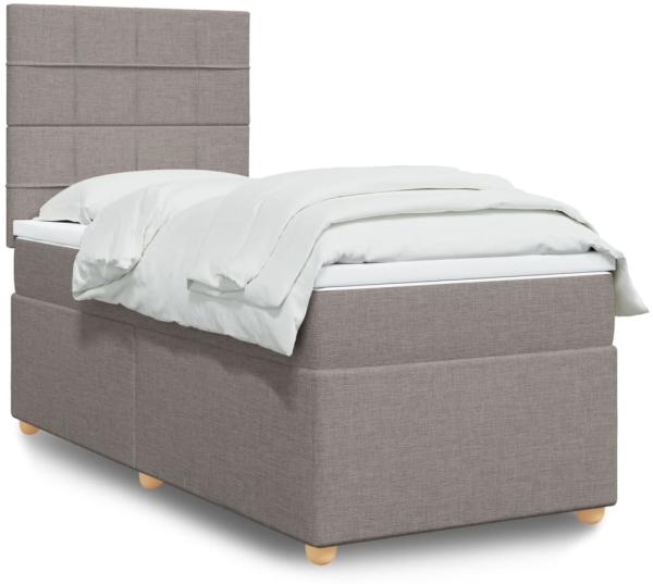 vidaXL Boxspringbett mit Matratze Taupe 100x200 cm Stoff 3293495