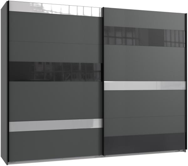 Schwebetürenschrank >MONACO< (BxH: 270x210 cm) GRAPHIT, GLAS SCHWARZ GLAS GREY