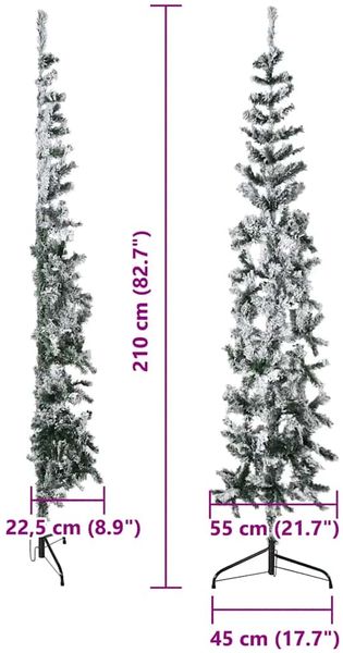 vidaXL Künstlicher Halb-Weihnachtsbaum mit Schnee Schlank 210 cm 344607 Bild 9