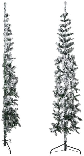 vidaXL Künstlicher Halb-Weihnachtsbaum mit Schnee Schlank 210 cm 344607 Bild 3