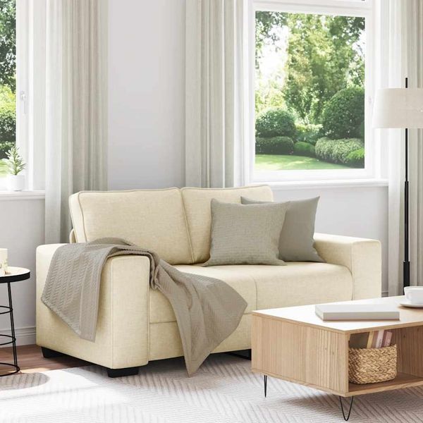 vidaXL 2-Sitzer-Sofa Creme 160x77x82 cm Stoff 4105163