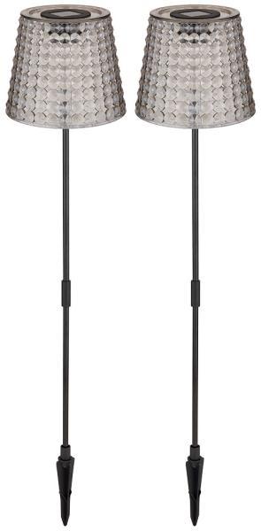 2er Set LED Solarlampe, Erdspieß, Kunststoff rauch, H 60 cm