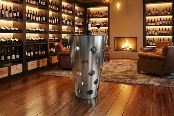 KAWOLA Tisch VINO Bartisch Keramik schwarz 65cm Gestell gebürsteter Edelstahl silber 111 x 65 x 65 cm
