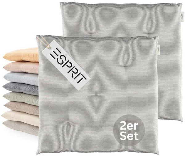 Esprit Stuhlkissen NEEDLESTRIPE Sitzkissen, 40x40 cm - 2er Set in Grau