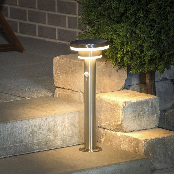 esotec LED Gartenleuchte Metall Solar PIR Standleuchte MODENA H=45cm 3 Modi 36LEDs 3000K 102754, Bewegungssensor, 3 unterschiedliche Betriebsmodi, Bewegungssensor, automatisches Einschalten bei Dämmerung, LED fest integriert, warmweiß