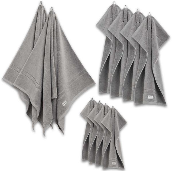 GANT Handtuch Set, 10-tlg. - Premium Towel, 2x Duschtuch, 4x Handtuch, 4x Gästetuch Grau Set