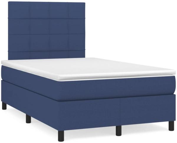 vidaXL Boxspringbett mit Matratze & LED Blau 120x190 cm Stoff 3270203