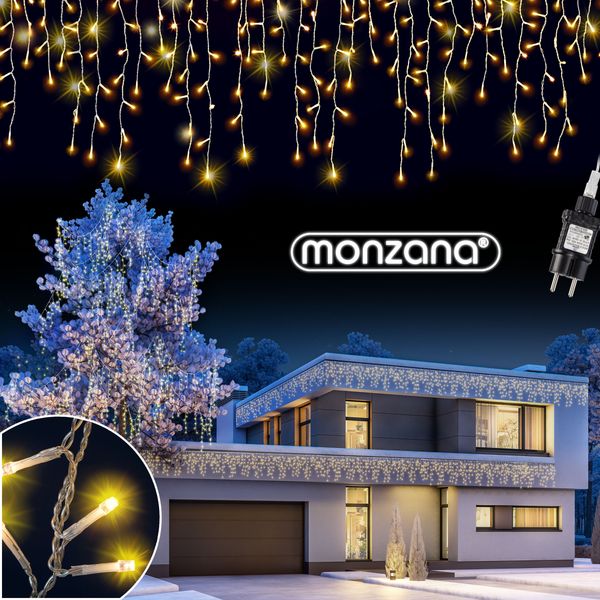 Deuba Lichterkette 20m 600 LED Innen & Außen Warmweiß Regenlichterkette Weihnachten Deko Regen