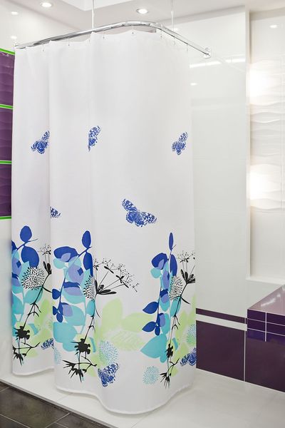 Textil Duschvorhang 240x200 cm Natura bunt weiss blau grün