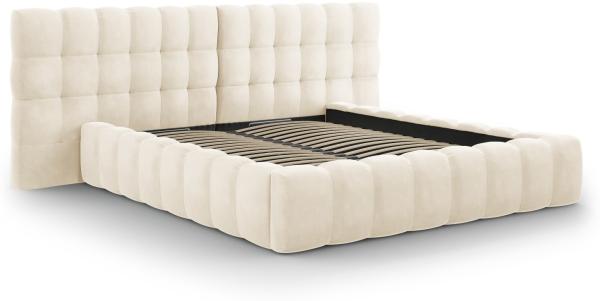 Micadoni Stauraumbett mit Doppelkopfteil Mamaia Samt Bluvel Helles Beige 180x200