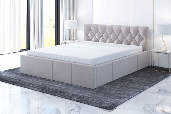 Polsterbett VOG-OM 90x200 mit Bettkasten und Lattenrost. Farbe: Beige 2 Bild 2