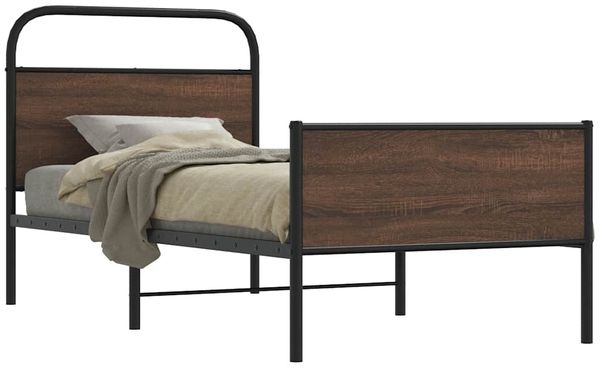 vidaXL Bettgestell ohne Matratze 100x190 cm Braun Eichen-Optik 4100494