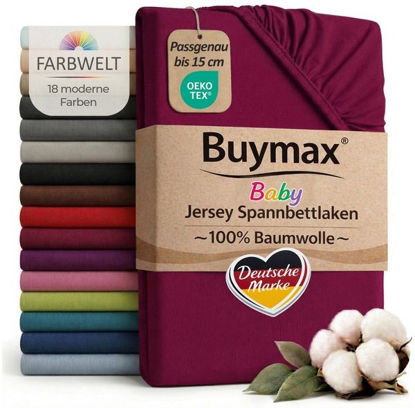 Buymax Spannbettlaken Babybett Kinderbett 60x120cm 70x140cm, Jersey 100% Baumwolle, Gummizug: Rundumgummi, (1 Stück), bis 15 cm Matratzenhöhe, weich, atmungsaktiv, hautfreundlich