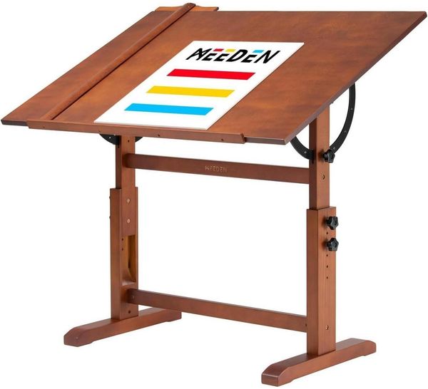 Holz-Zeichentisch 107x76cm höhenverstellbarer Basteltisch Walnuss