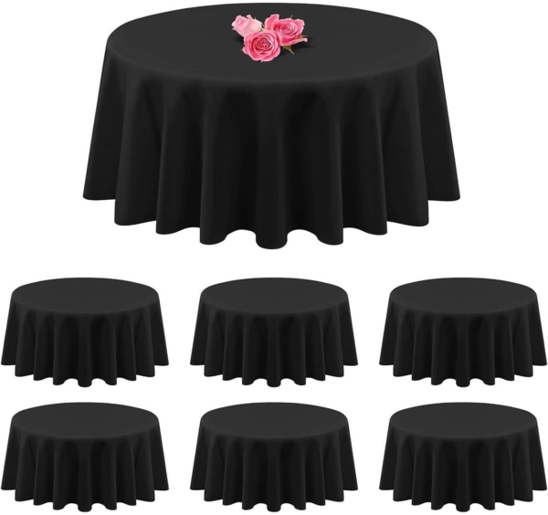 6 Black Polyester Runde Tischdecken 90 Zoll Hochzeit Party Bankett Buffet