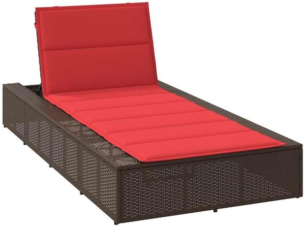 Sonnenliege, Gartenliege mit schwebender Auflage Braun Poly Rattan