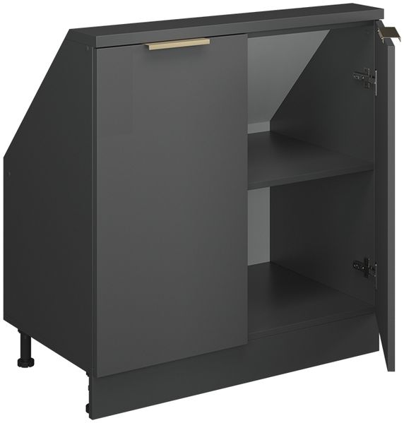 Küchenschrank für Dachschrägen R-Line Anthrazit-Gold 80 cm mit 2 Türen Vicco Bild 3