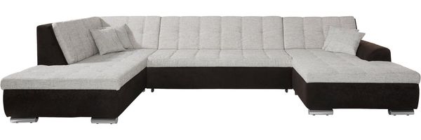 DOMO collection Wohnlandschaft Treviso incl. Zierkissen, moderne Steppung, XXL: B/T/H: 364/201/83 cm, wahlweise mit Bettfunktion, in vielen Bezugsarten auch in Cord U-Form