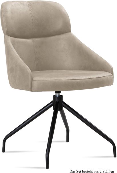 Esszimmerstuhl drehbar (2er-Set) Dorian 52x82x63 Schwarz/Natur