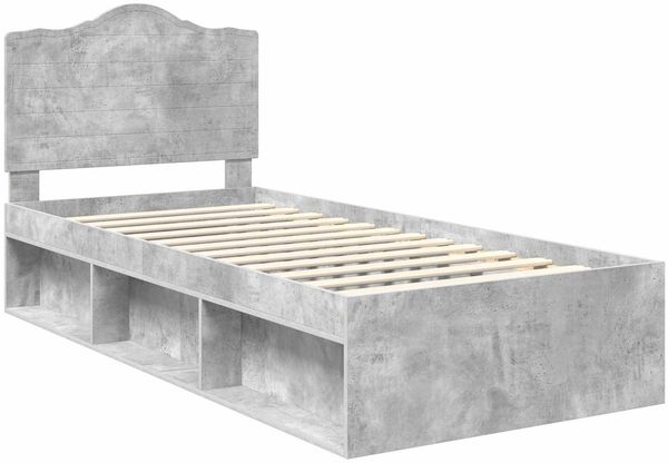 vidaXL Bettrahmen Beton Grau 90 x 190 cm Massives Kiefernholz 3413365 Bild 4