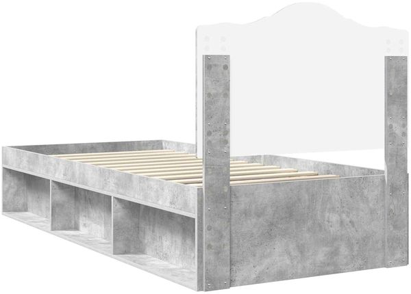 vidaXL Bettrahmen Beton Grau 90 x 190 cm Massives Kiefernholz 3413365 Bild 9