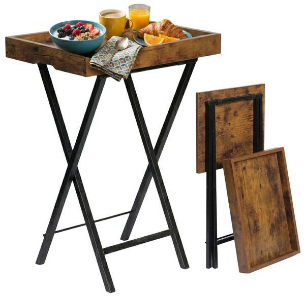 Relaxdays Klappbarer Beistelltisch mit Tablett