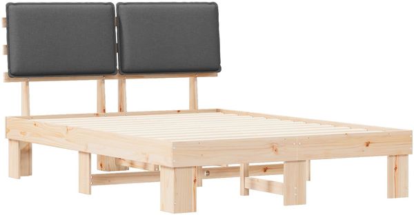 vidaXL Bettgestell mit gepolstertem Kopfteil Dunkelgrau 135 x 190 cm 877290 Bild 4