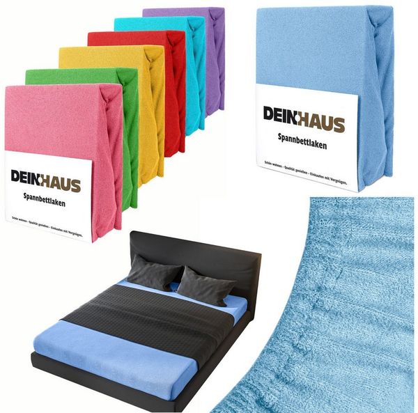 DH DEIN. HAUS Spannbettlaken Frottee SOFT, Baumwolle, Gummizug: rundum, (1 Stück), weich saugfähig atmungsaktiv Rundumgummi formstabil bis 20 cm