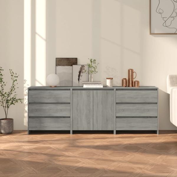 vidaXL 3-tlg. Sideboard Grau Sonoma Holzwerkstoff [3098071]