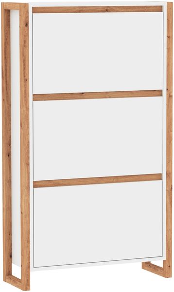 Schuhkipper >Denver< in weiß / Dekor Artisan Oak - 70x125x25cm (BxHxT)