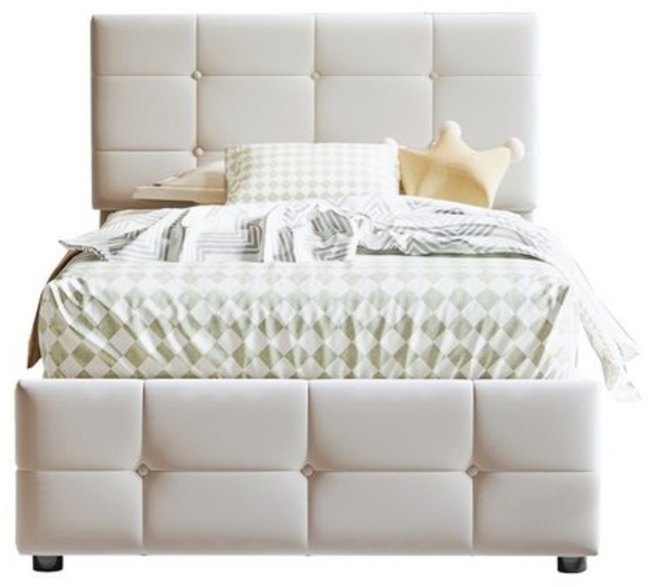 Flieks Polsterbett, Hydraulisches Stauraumbett Einzelbett Kinderbett 90x200cm Samtstoff Bild 4