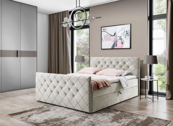 Boxspringbett Schlafzimmerbett EIVOR 120x220cm Stoff Magic Velvet Beige