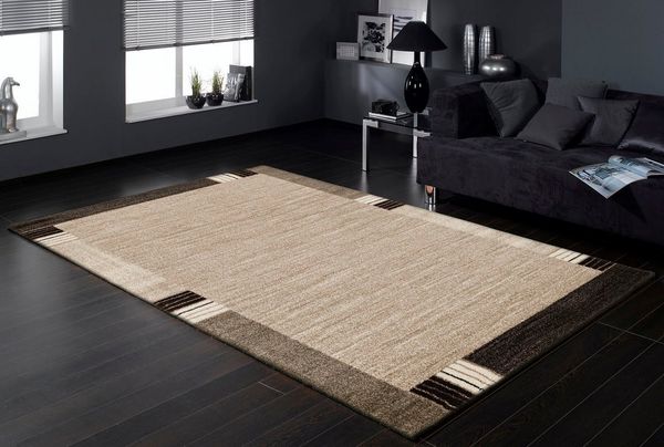 OCI DIE TEPPICHMARKE Teppich CASTLE FLORA, auch als Läufer und in rund, rechteckig, Höhe: 20 mm, dichter Frisé Kurzflor, farbiger Bordüre, Wohnzimmer, Schlafzimmer