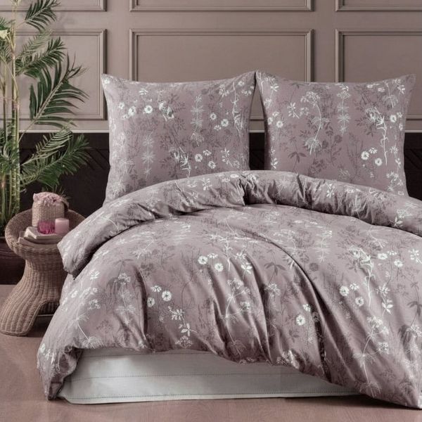 ZIRVEHOME Bettwäsche Bettwäsche, Renforce, 3 teilig, Bettwäsche 200x200 Baumwolle Bettbezug Braun Weiß Geblümt