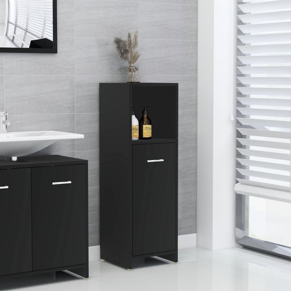 vidaXL Badezimmerschrank Schwarz 30 x 30 x 95 cm Spanplatte [802589]