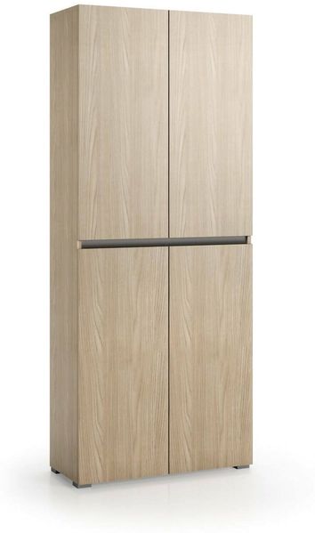 Dmora Großer Mehrzweck-Kleiderschrank Arro, Schuhregal mit verstellbaren Regalen, Schuhschrank mit 4 Türen, 100 % Made in Italy, 80 x 37 x 195 cm, Olmo