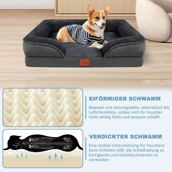 CALIYO Tierbett orthopädisches Hundebett Memory Foam Ergonomisches Hundesofa, Hundesofa mit rutschfest abnehmbarem waschbarem Bezug