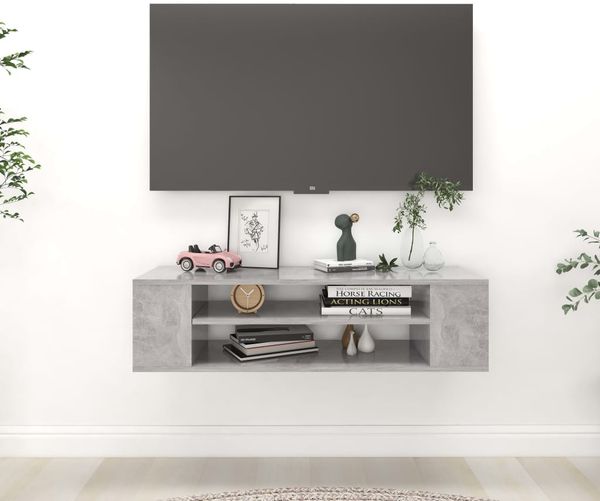 vidaXL TV-Hängeschrank Betongrau 100x30x26,5 cm Holzwerkstoff 806233