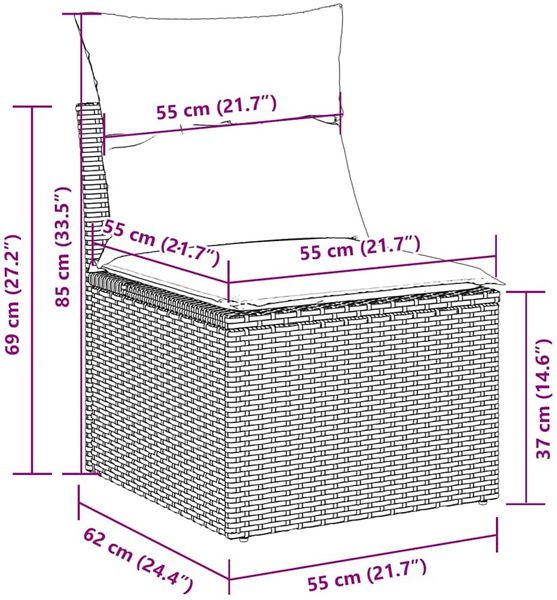 vidaXL 9-tlg. Garten-Sofagarnitur mit Kissen Beige Poly Rattan 3267168 Bild 11