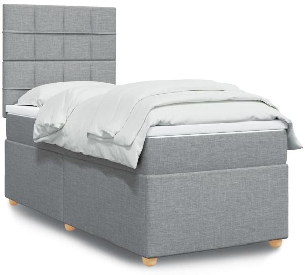 vidaXL Boxspringbett mit Matratze Hellgrau 100x200 cm Stoff 3293491