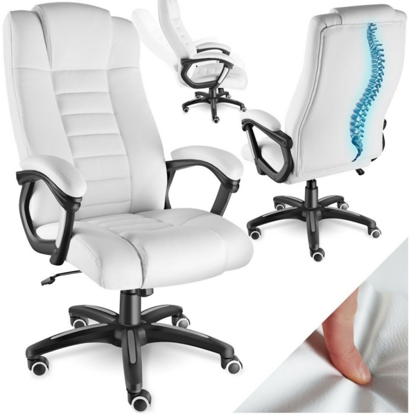 tectake Chefsessel Bürostuhl (Set, 1 St), Verstärkt gepolsterte Nackenkopfstütze