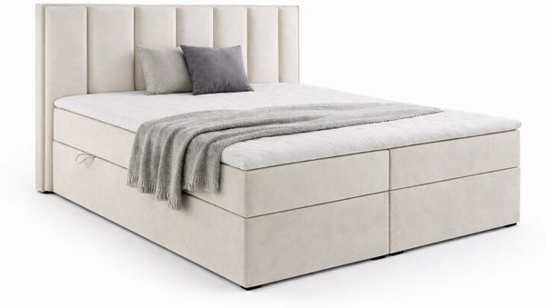 Labett Boxspringbett mit Bettkasten Matratze &Topper, HUGO 140x200 160x200 180x200 200x200 (Boxspringbett, Bettkasten, Matratze, Topper), 7-Zonen Taschenfederkernmatratze H3 oder H4